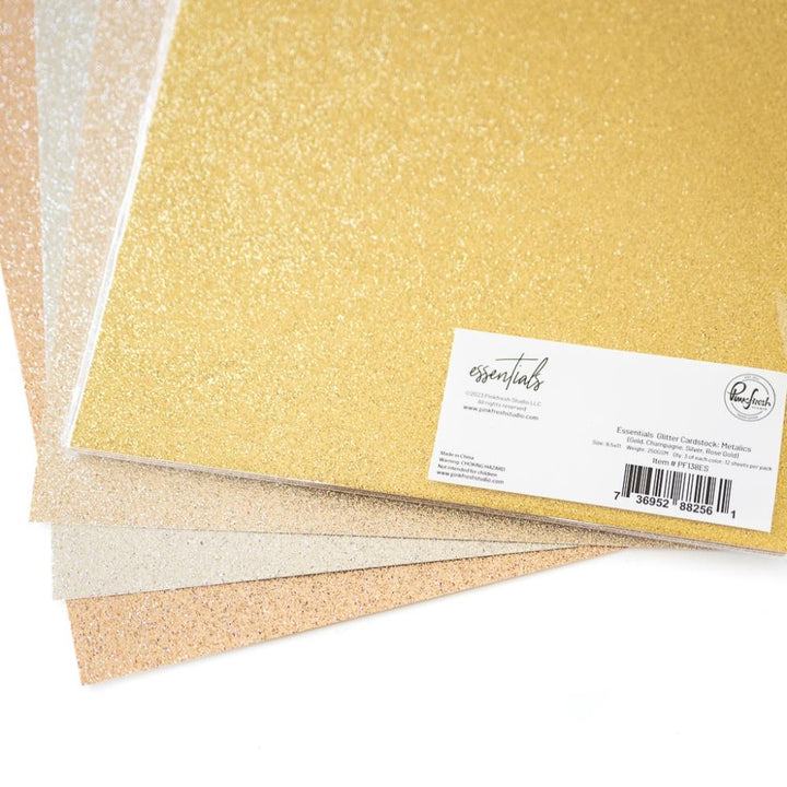 Pinkfresh Studio Essentials 8.5"X12" Glitter Cardstock: Metallics, 12/Pkg (PF138ES)