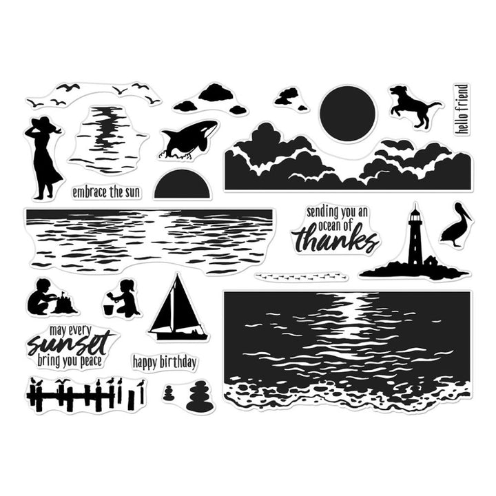 Hero Arts HeroScape 6"X8" Clear Stamps: Color Layering Sunset Over Waves (HACM751)