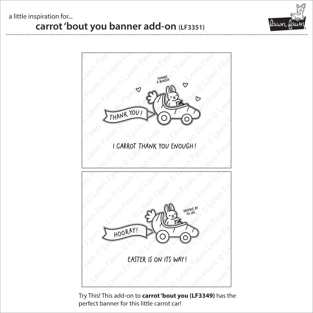 Lawn Fawn 3"X2" Clear Stamps: Carrot 'bout You Banner Add-On (LF3351)