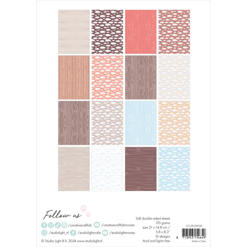 Studio Light Friendz 8.26"X5.83" Design Paper Pad: Nr. 241, Woodgrain, 24/Pkg (5A002BJJ1GDXG)