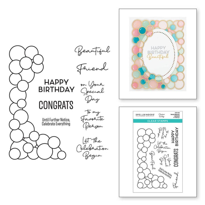 Spellbinders Clear Stamp Set: Party Balloon Garland (STP199)