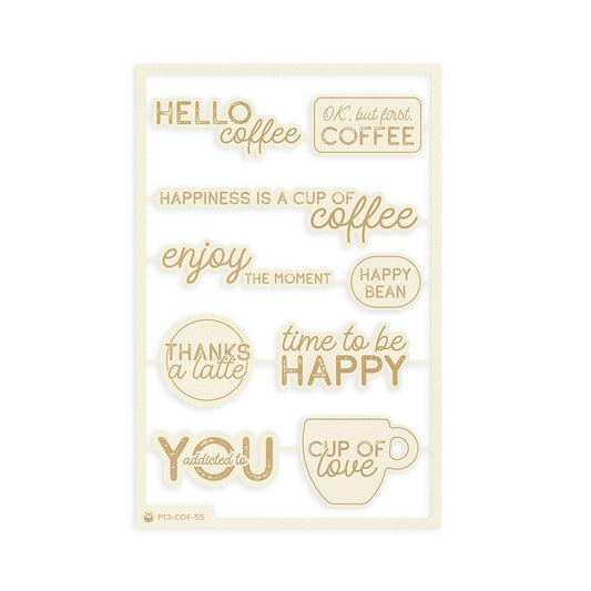 P13 Coffee Break 4"X6" Light Chipboard Embellishments, 10/Pkg (P13COF55)