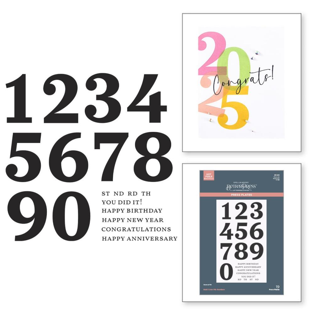 Spellbinders The Color Mix Celebrations Press Plates: Bold Color Mix Numbers (5A002HXF1GKHC)