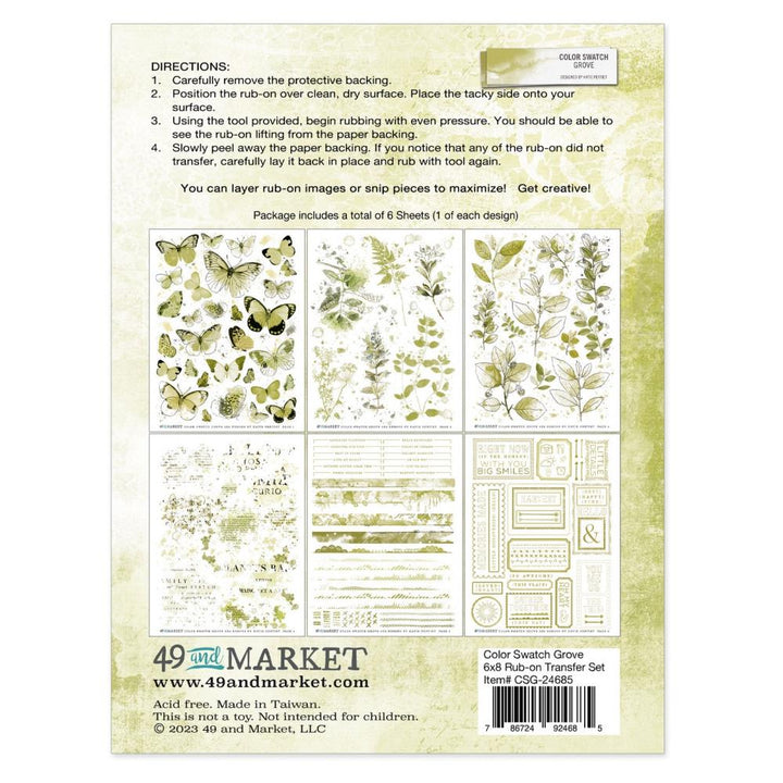 49 and Market Color Swatch: Grove 6"x8" Rub-Ons, 6/Pkg (CSG24685)