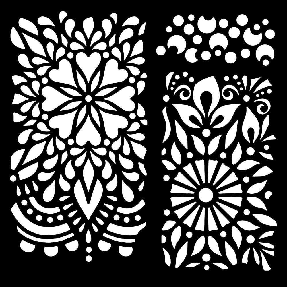 Woodware 6"X6" Stencil: Floral Panels (FRST076)
