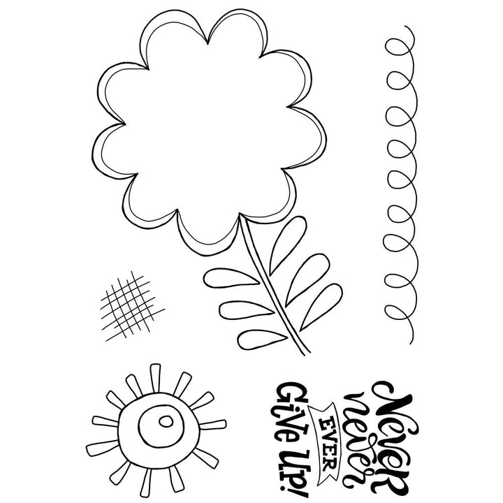 Woodware 4"X6" Clear Stamp Singles: Petal Doodles Never Give Up (JGS858)