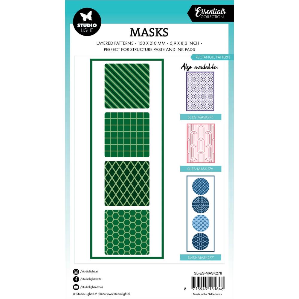 Studio Light Essentials 5.9"X8.25" Stencil: Nr. 278, Rectangle Pattern (5A0023MS1G6MH)