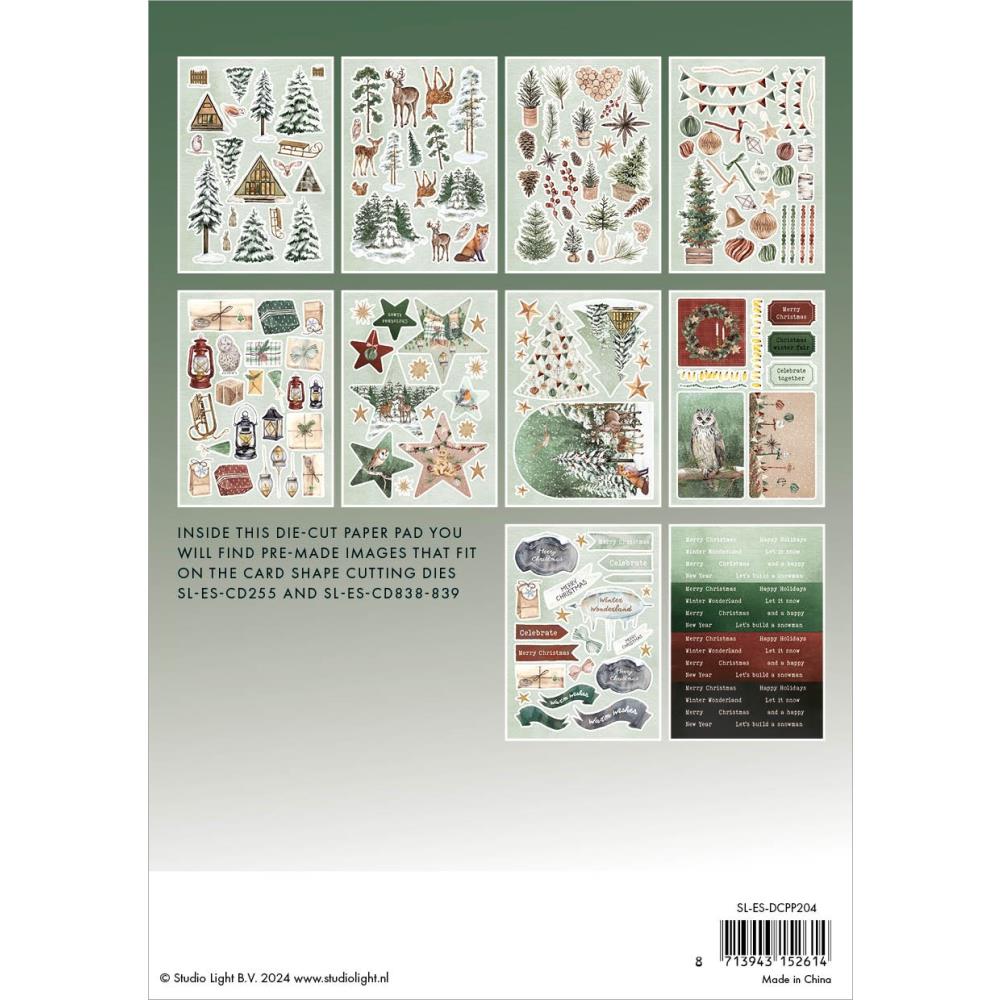 Studio Light Essentials 5.83"X8.25" Die-cut Paper Pad: Nr. 204, Festive Forest, 20/Pkg (5A0023JW1G6HC)