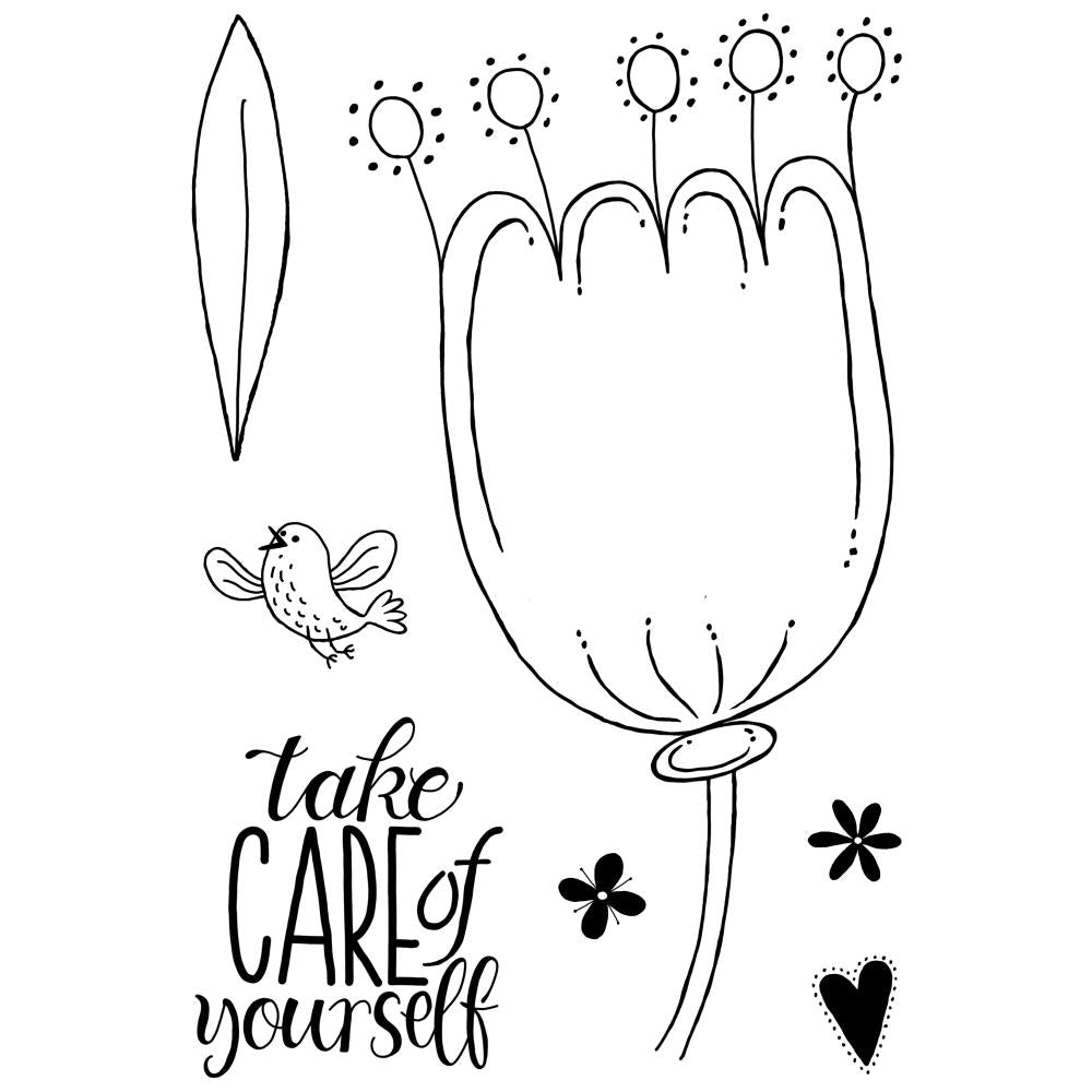 Woodware 4"X6" Clear Stamp Singles: Petal Doodles Take Care (JGS861)