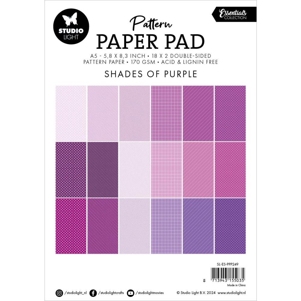 Studio Light Essentials 5.86"X8.26" Pattern Paper Pad: Nr. 249, Shades Of Purple, 36/Pkg (5A002BJ81GDXT)