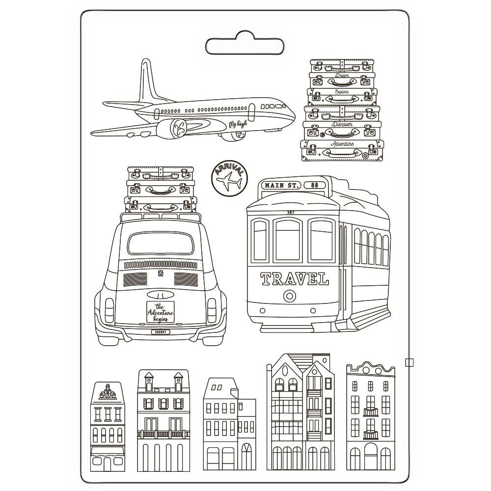 Stamperia Art Of Travelling A4 Soft Maxi Mould: Transports (K3PTA4585)