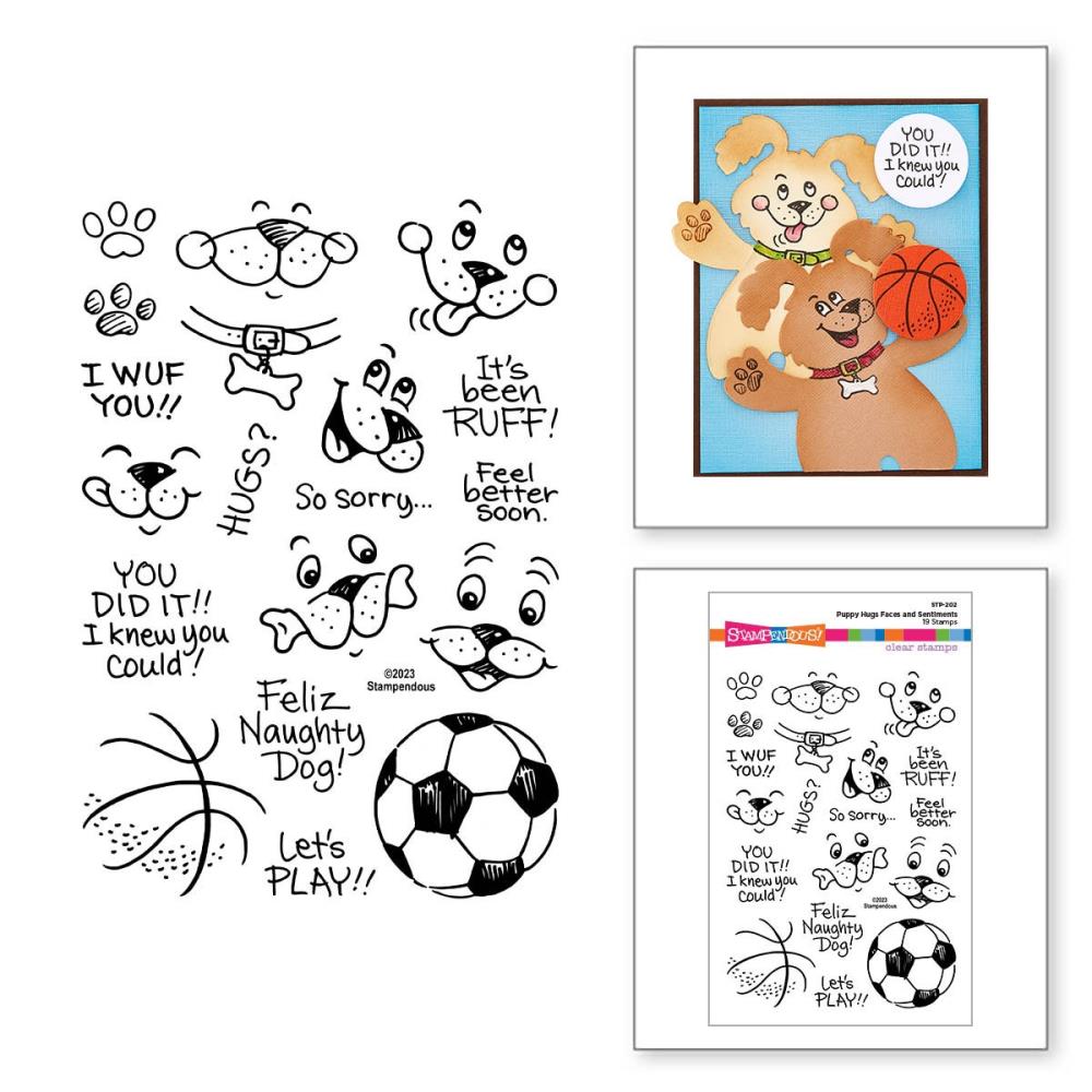Stampendous Clear Stamp Set: Puppy Hugs Faces And Sentiments (STP202)
