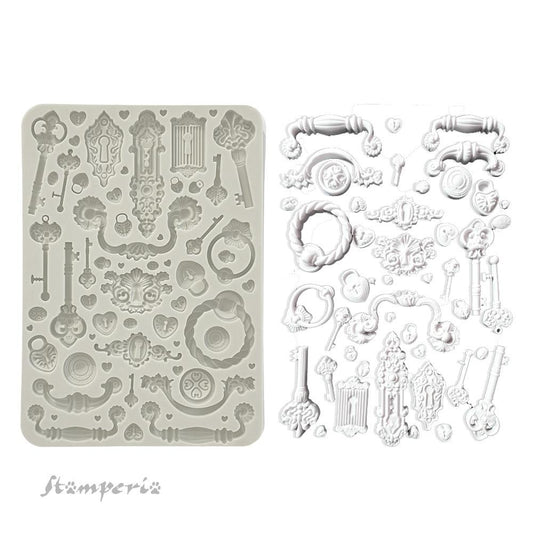 Stamperia Golden Harmony A5 Silicone Mold: Keys Handles And Locks (5A002CHT1GG0X)