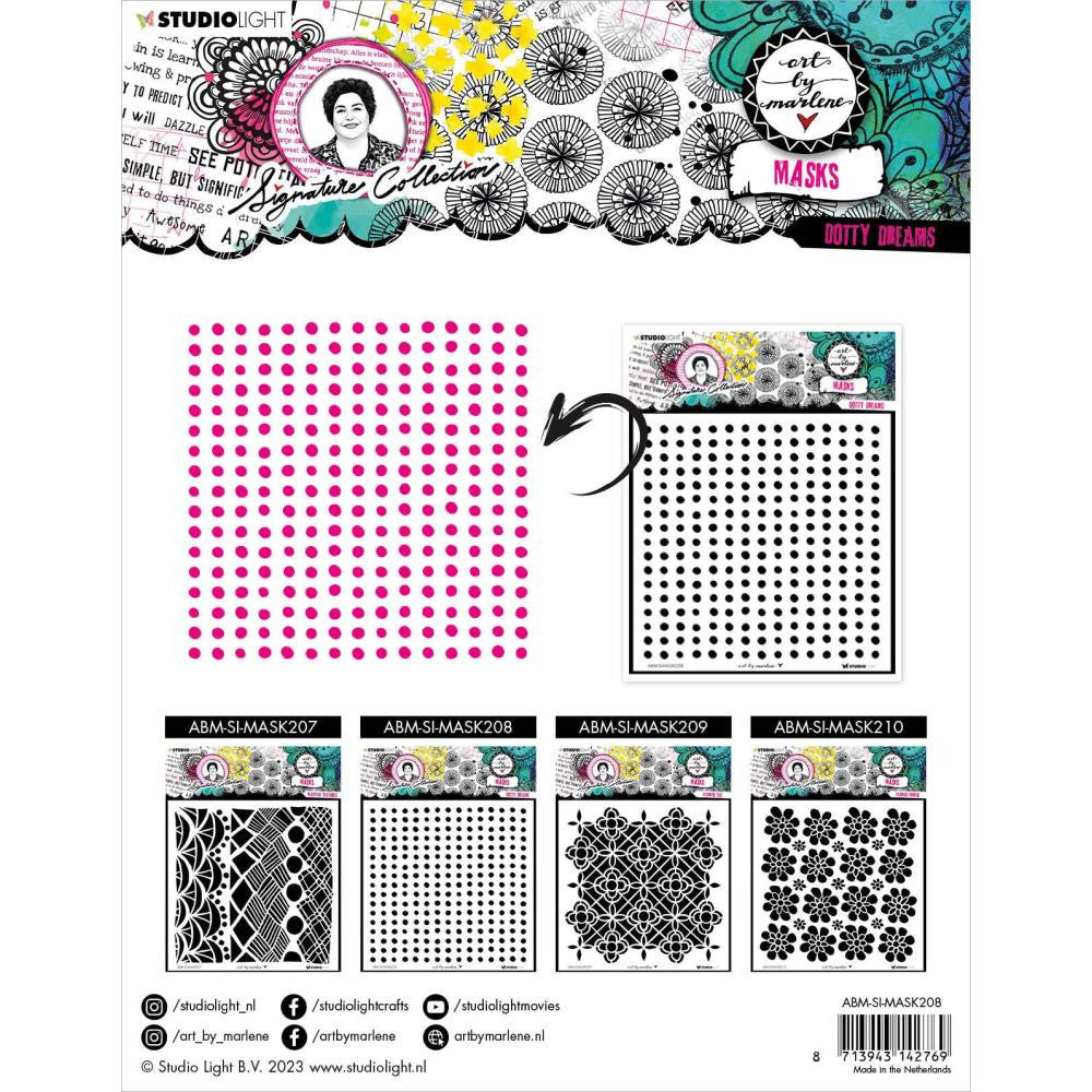 Art by Marlene Signature Collection 7.87"X7.87" Stencil: Nr. 208 - Dotty Dreams (MASK208)