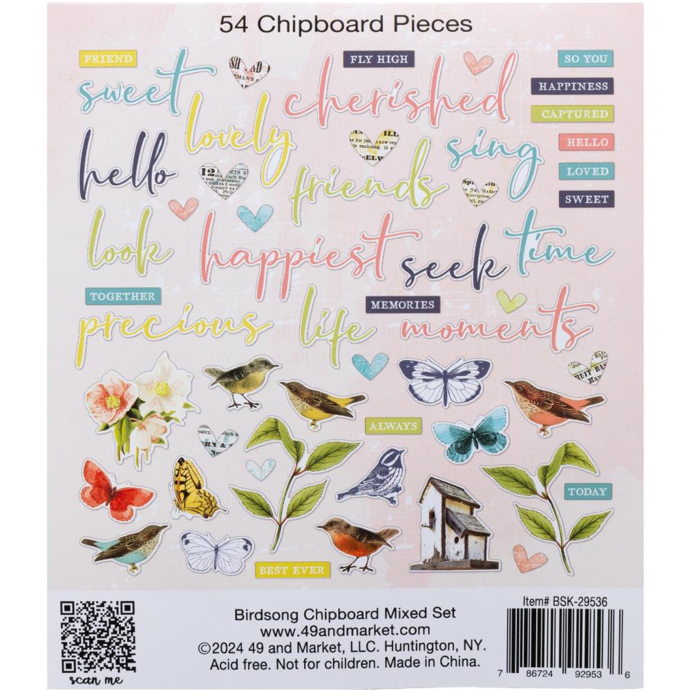 49 and Market Birdsong Chipboard Mixed Set (5A002C1P1GFK1)