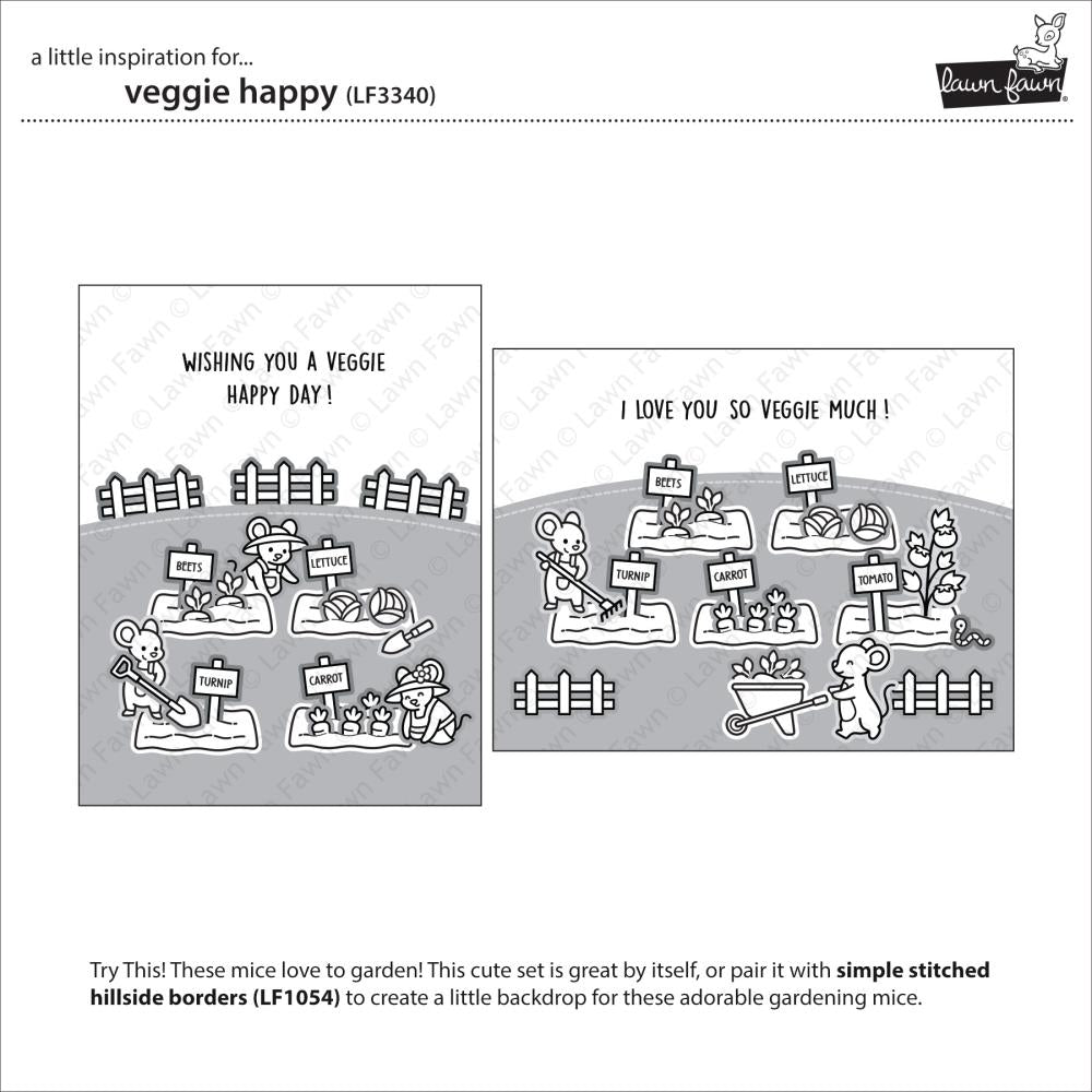Lawn Fawn 4"X6" Clear Stamps: Veggie Happy (LF3340)