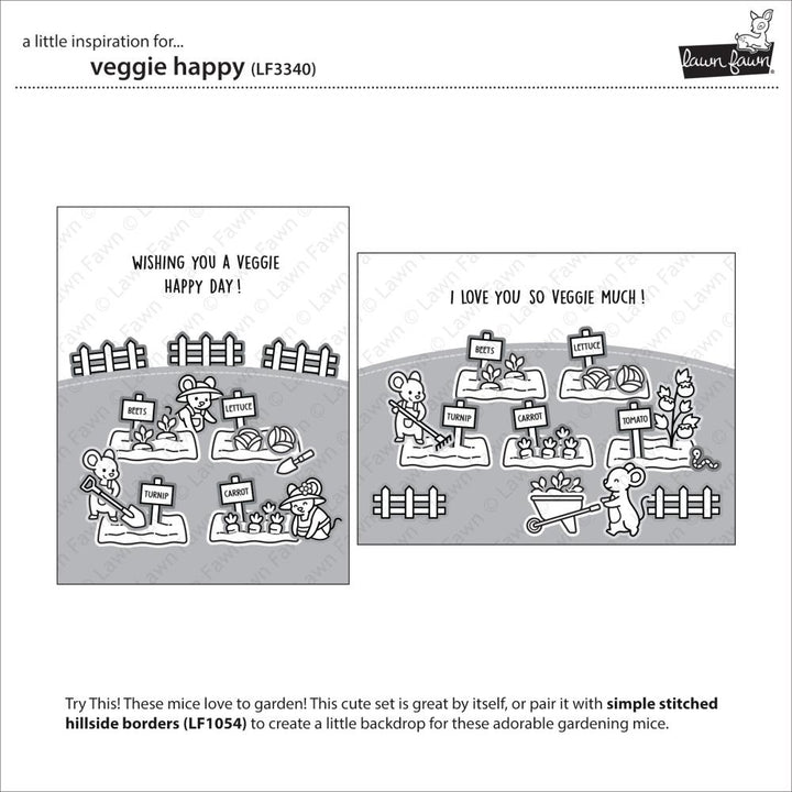 Lawn Fawn 4"X6" Clear Stamps: Veggie Happy (LF3340)