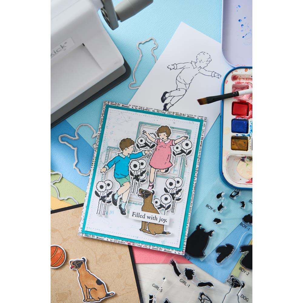 Sizzix A5 Clear Stamps W/Framelits Dies: Play Time, By 49 And Market (666812)