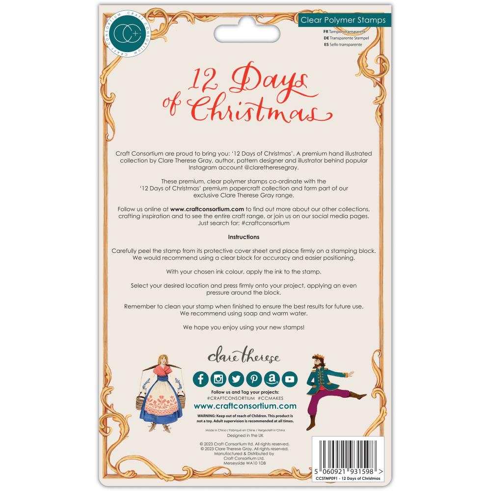 Craft Consortium 12 Days of Christmas 6"X8" Clear Stamps (CSTMP091)