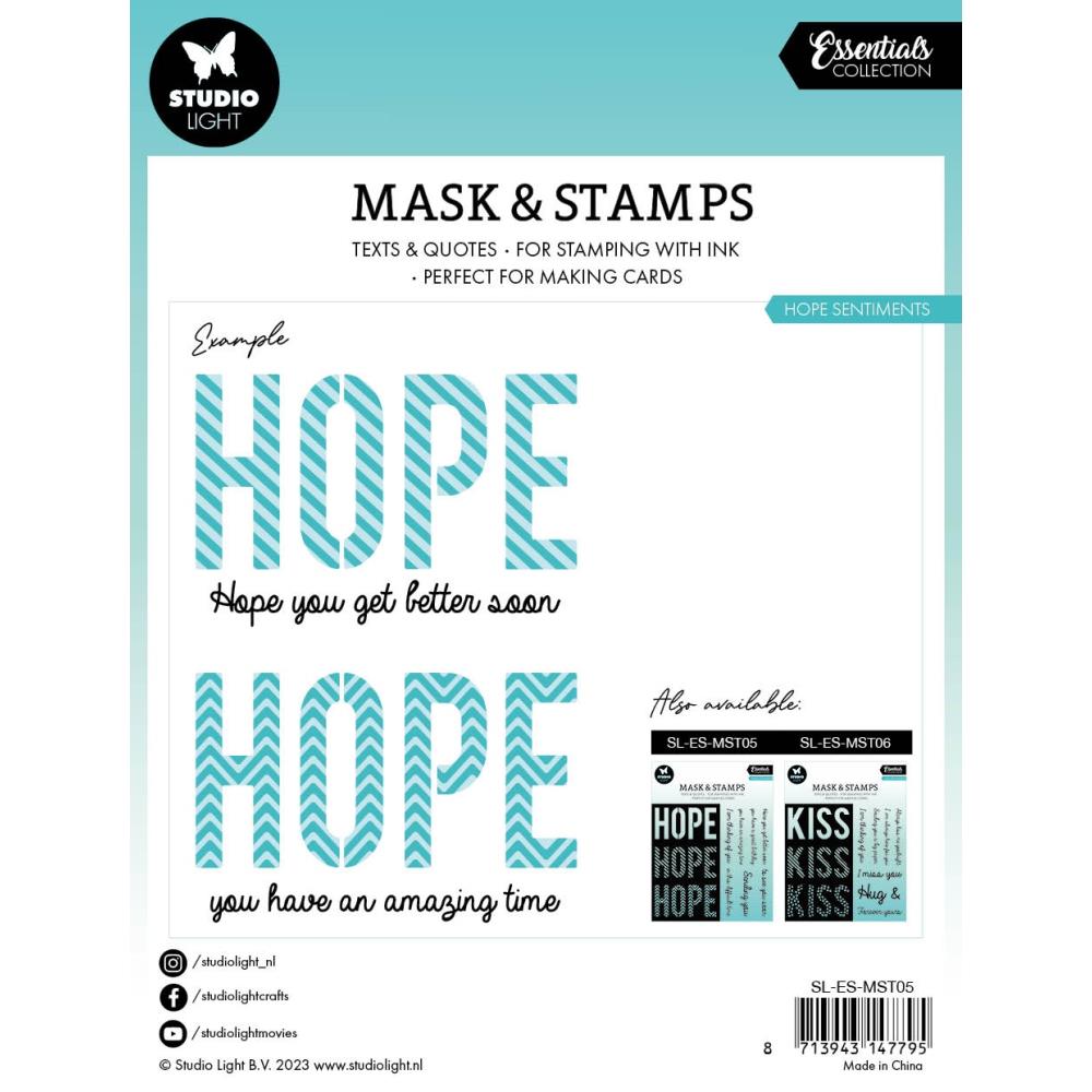 Studio Light Essentials Stencils & Stamps: Nr. 05, Hope Sentiments (LESMST05)