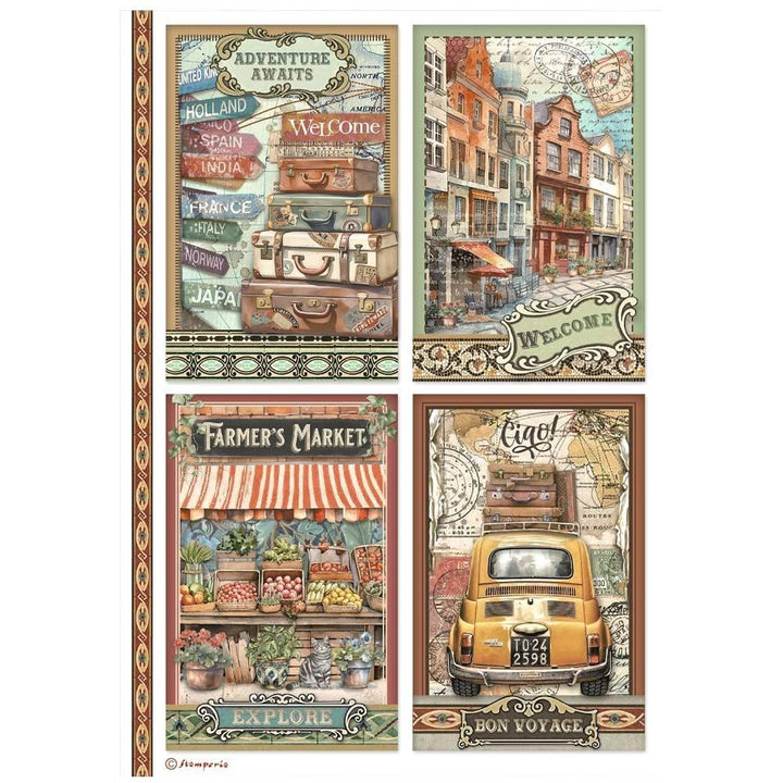 Stamperia Art Of Travelling A4 Assorted Rice Paper, 6/Sheets (DFSA4XTV)