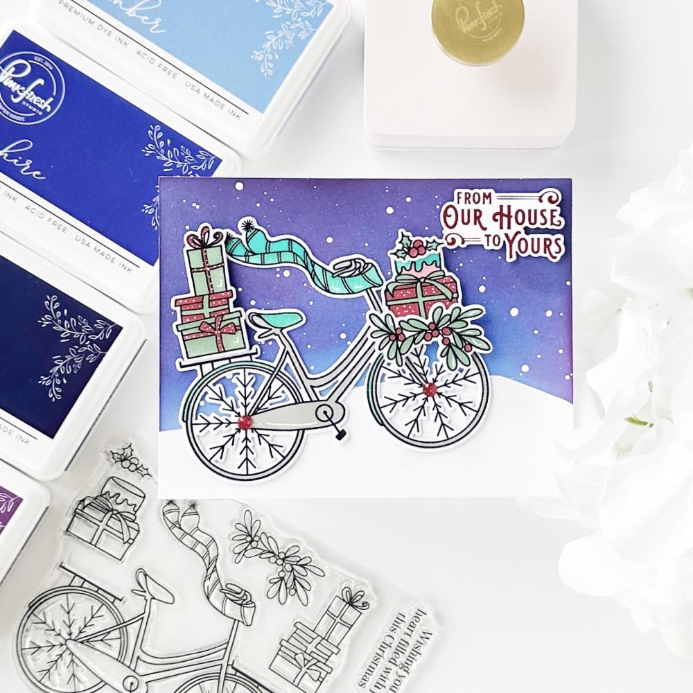 Pinkfresh Studio 4"X6" Clear Stamp Set: Holiday Bicycle (5A002CM71GG4B)