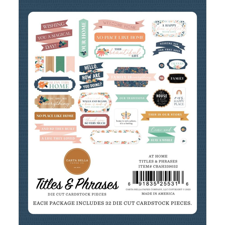 Carta Bella At Home Cardstock Ephemera: Titles & Phrases (AH339032)