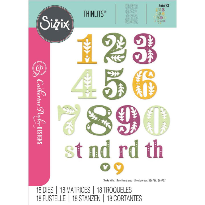 Sizzix Thinlits Die Set: Folk Numbers, 18/Pkg, By Catherine Pooler (5A00240S1G79N)