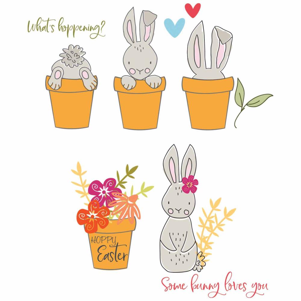 Sizzix Clear Stamps Set: Bunny Bits & Blooms, 12/Pkg, By Catherine Pooler (666794)