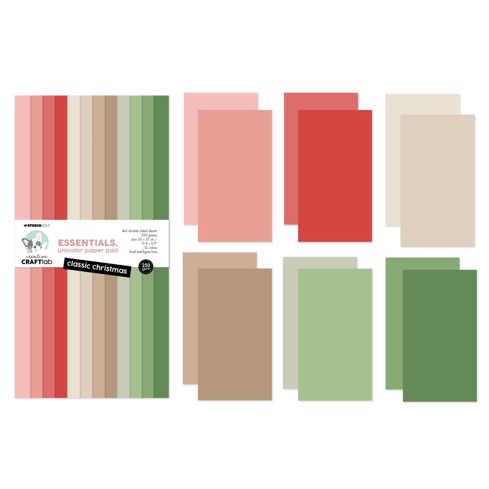 Studio Light Unicolor Essentials 11.8"X5.9" Paper Pad: Nr. 221, Classic Christmas, 24/Pkg (5A0023KN1G6J9)