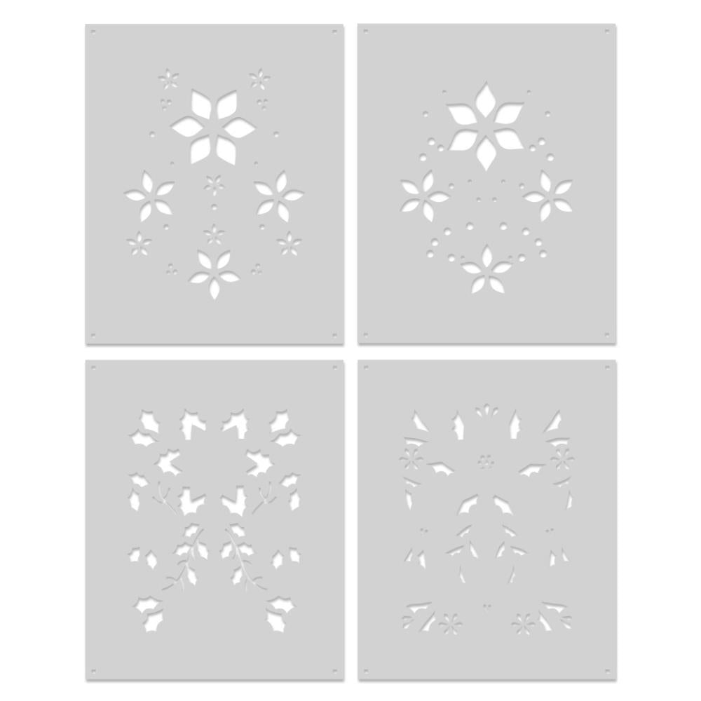 Hero Arts 5.25"X6.5" Color Layering Stencil Set: Poinsettia Pattern (5A002CFL1GFYS)