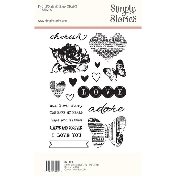 Simple Stories Simple Vintage Love Story Photopolymer Clear Stamps (VLO21420)