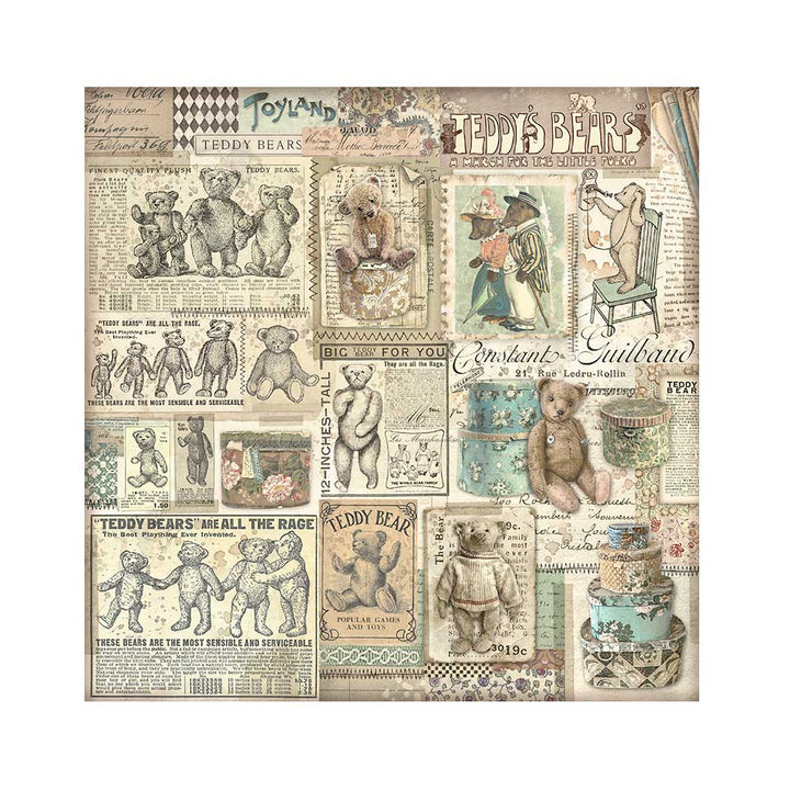 Stamperia Brocante Antiques 12"X12" Polyester Fabric, 4/Pkg (SBPLT24)