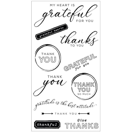 Sizzix/49 and Market Clear Stamps With Framelits Die: Thankful Sentiments (5A0024181G7B3)