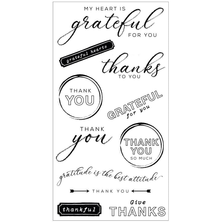 Sizzix/49 and Market Clear Stamps With Framelits Die: Thankful Sentiments (5A0024181G7B3)