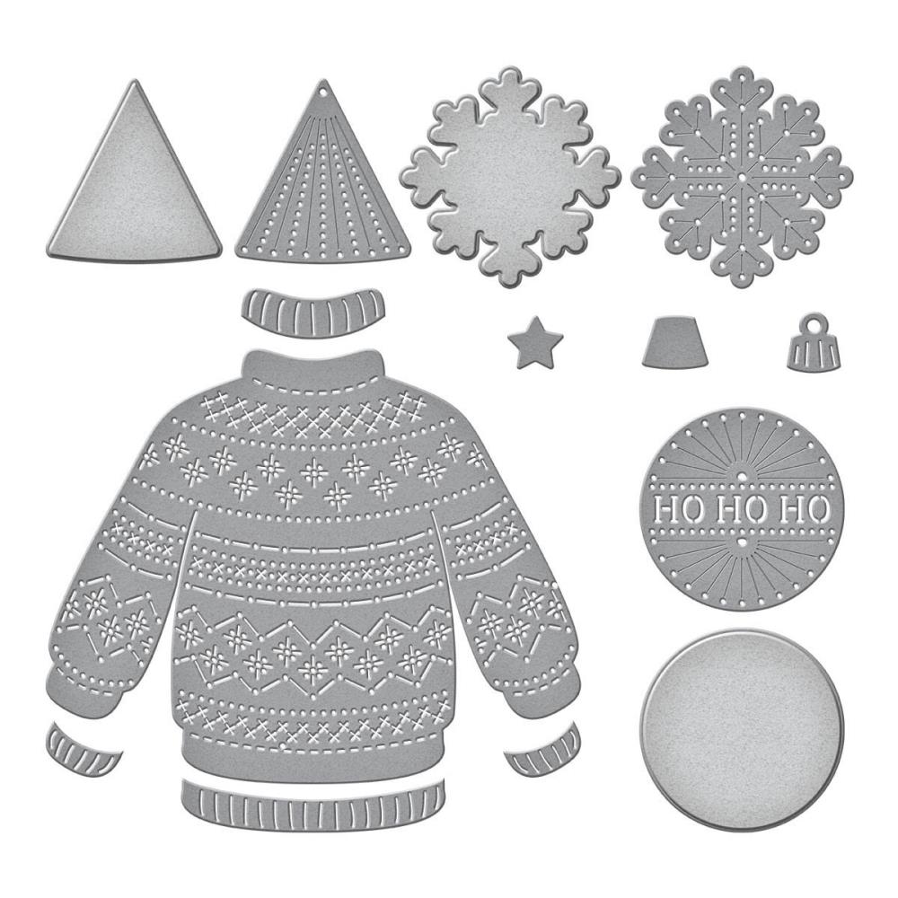 Spellbinders Stitched For Christmas Etched Dies: Stitched Christmas Sweater (S7237)
