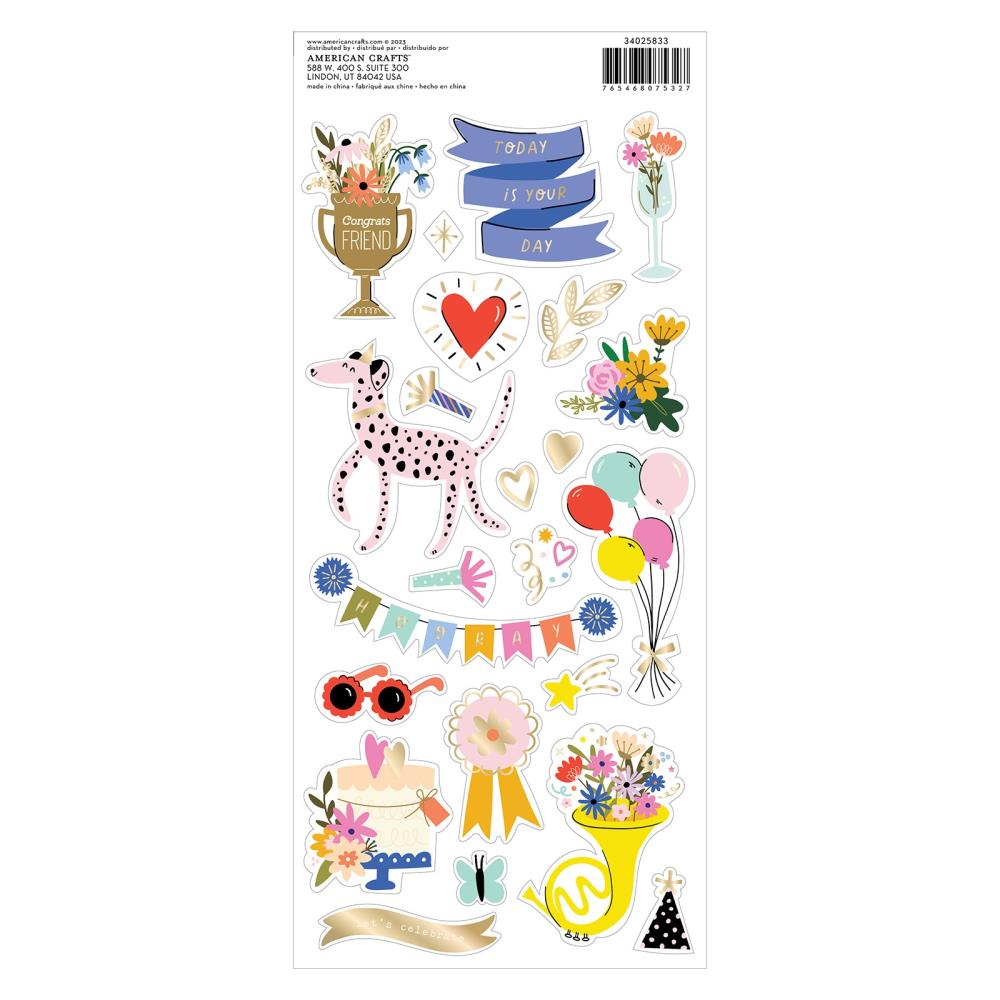 American Crafts Life Of The Party 6"x12" Cardstock Stickers: Gold Foil, 48/Pkg (34025833)