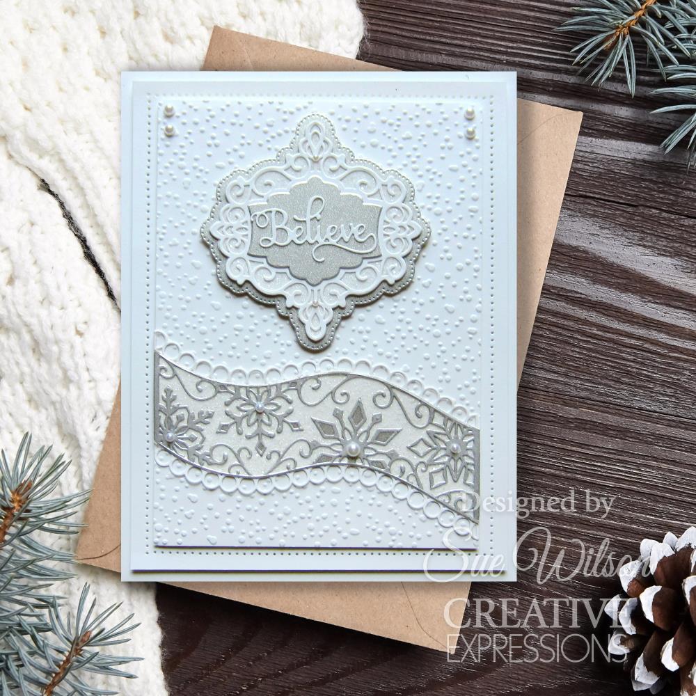 Creative Expressions Craft Dies: Festive Holly Ribbon Wave, By Sue Wilson (5A00283N1GB55)