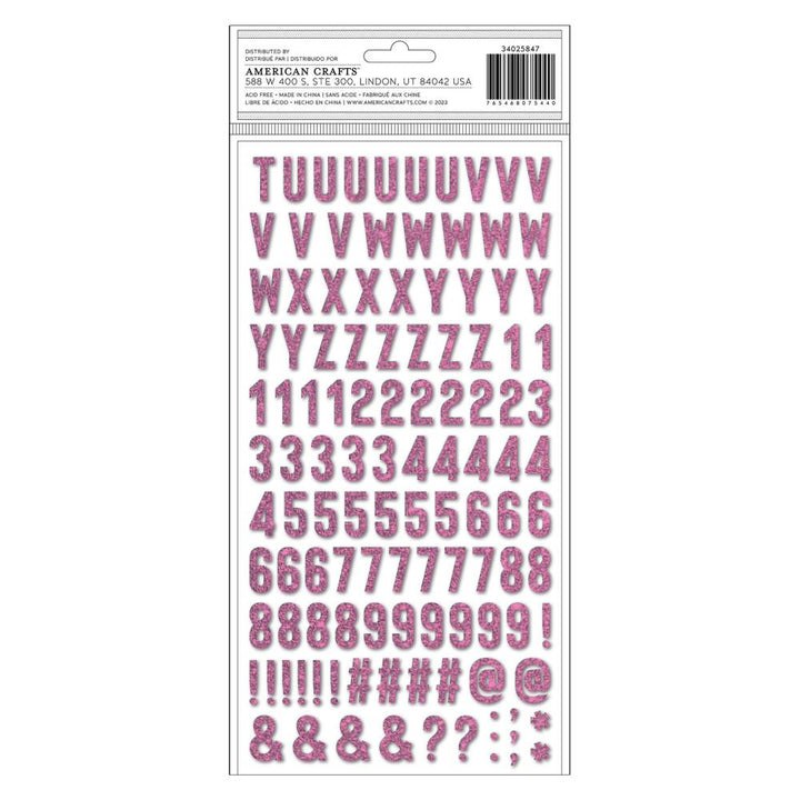 American Crafts Life Of The Party Thickers Stickers: Alpha Pink Glitter, 241/Pkg (34025847)