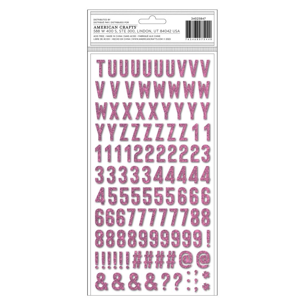 American Crafts Life Of The Party Thickers Stickers: Alpha Pink Glitter, 241/Pkg (34025847)