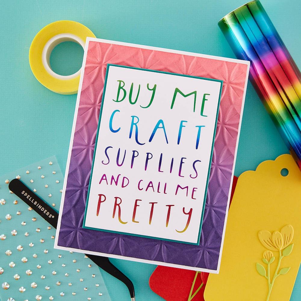 Spellbinders Glimmer Cardfront Sentiments Glimmer Hot Foil Plate: Buy Me Craft Supplies (GLP403)