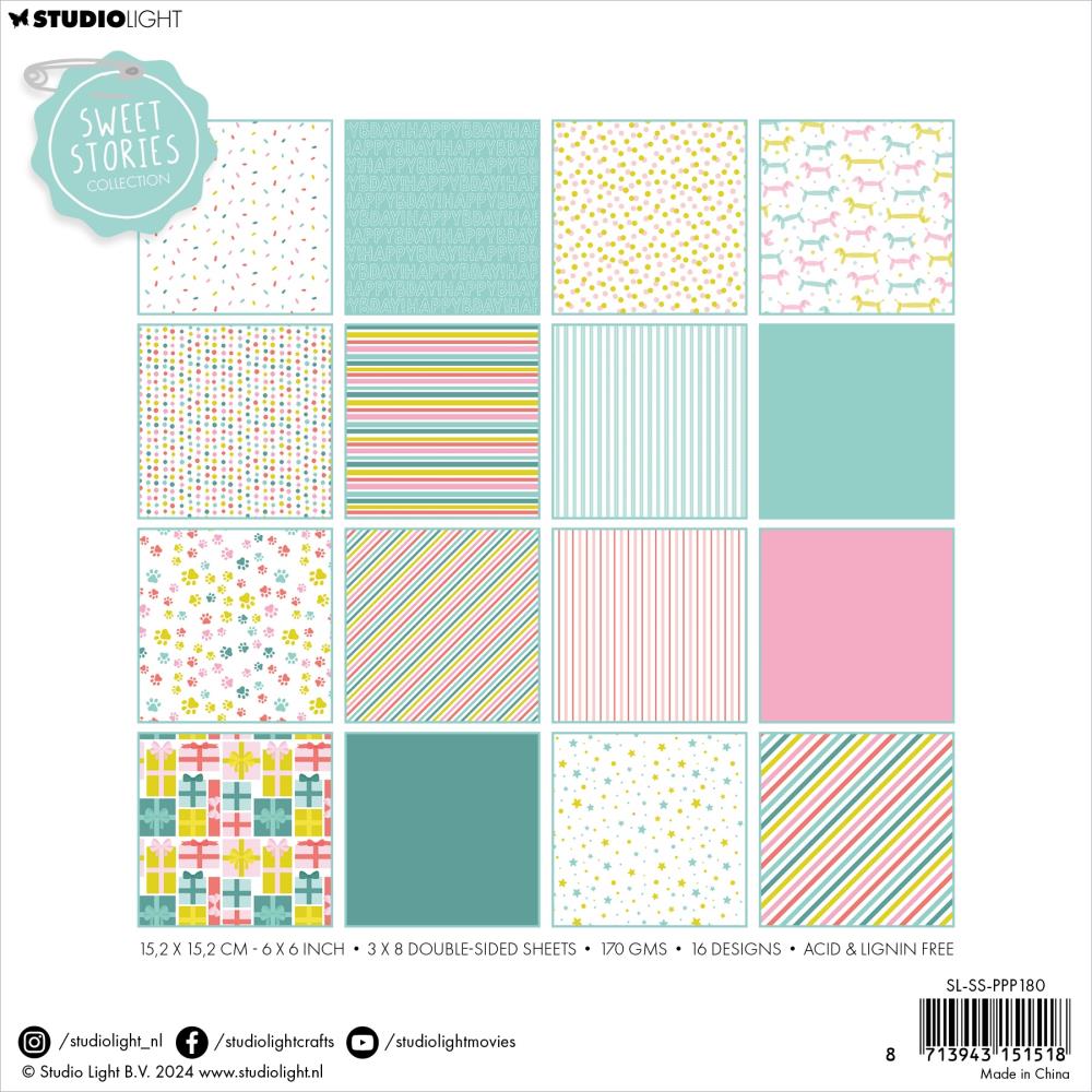 Studio Light Sweet Stories 6"X6" Paper Pad: Nr. 180, Birthday, 24/Pkg (5A0023KS1G6PW)