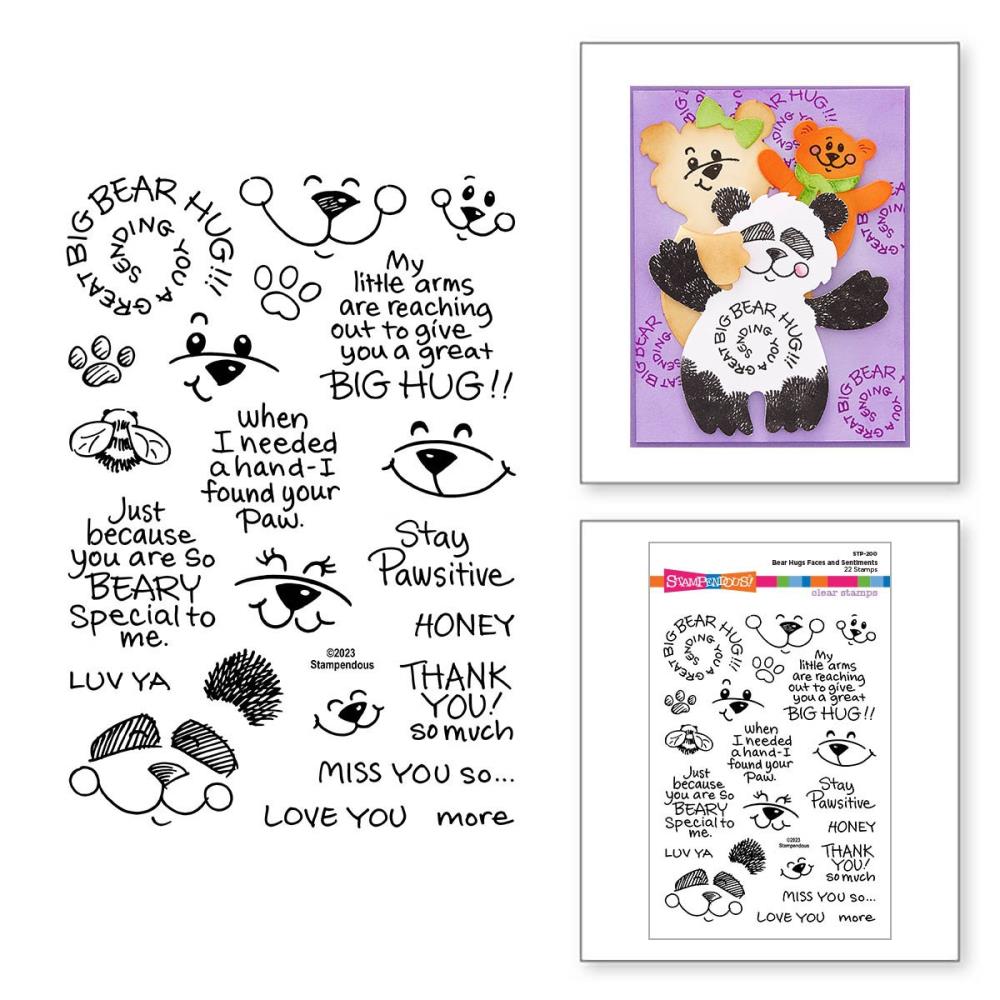 Stampendous Clear Stamp Set: Bear Hugs Faces And Sentiments (STP200)