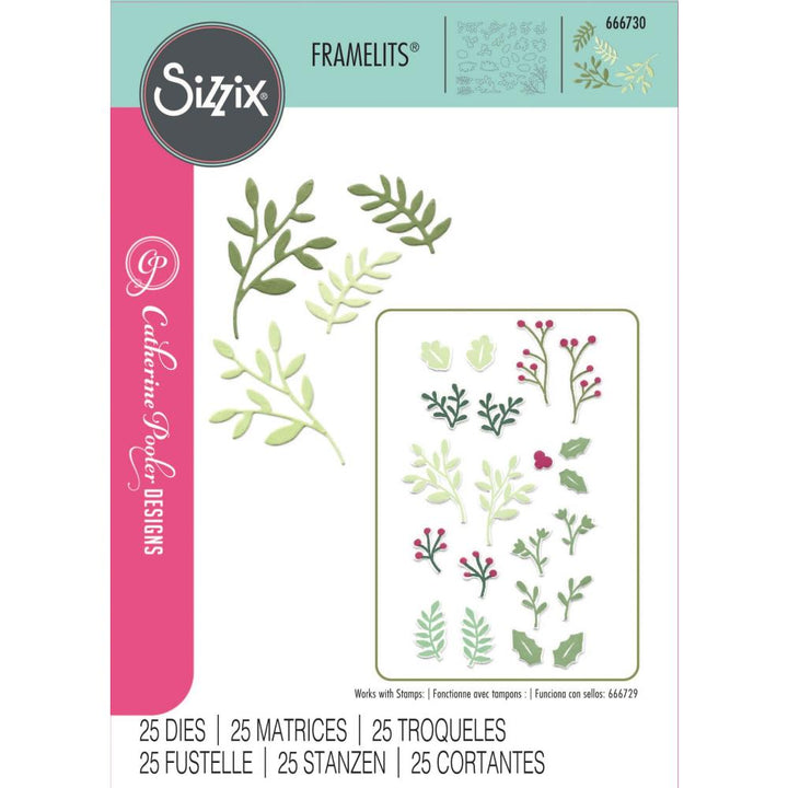 Sizzix Framelits Die Set: Happy Holly Days #2, 25/Pkg, By Catherine Pooler (5A00241M1G7BL)