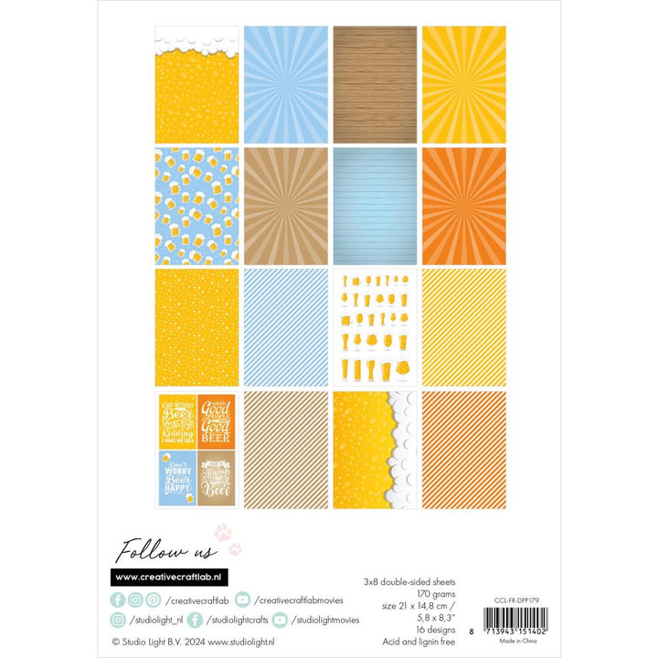 Studio Light Friendz 8.25"X5.83" Paper Pad: Nr. 179, Beer O'Clock, 24/Pkg (5A0023GH1G6H6)