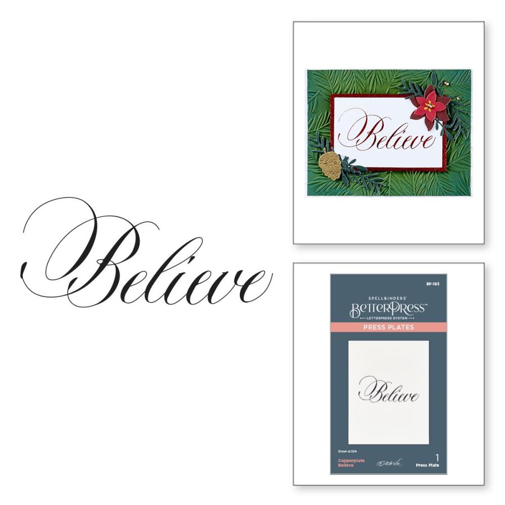 Spellbinders BetterPress Press Plate: Copperplate Believe, By Paul Antonio (5A002C7T1GFSB)