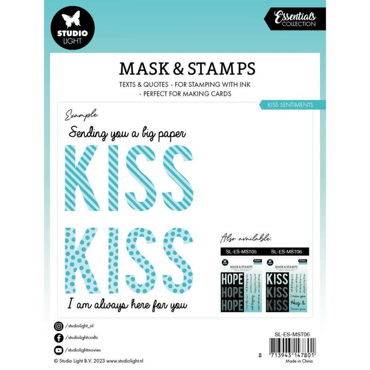 Studio Light Essentials Stencils & Stamps: Nr. 06, Kiss Sentiments (LESMST06)