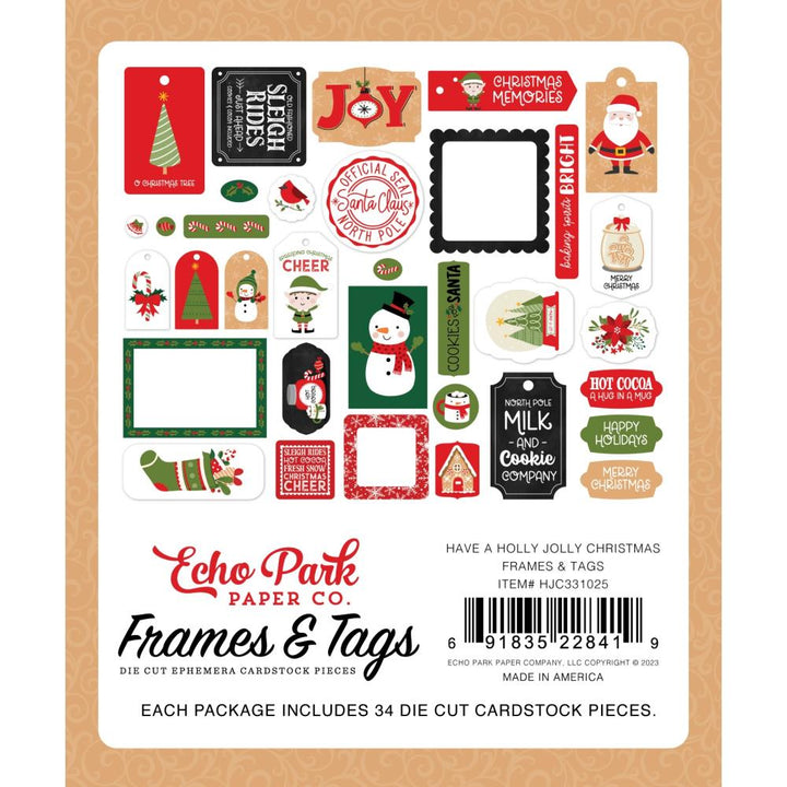 Echo Park Have A Holly Jolly Christmas Cardstock Ephemera: Frames & Tags (JC331025)
