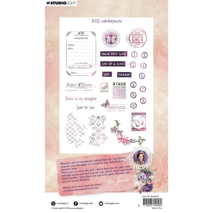 Studio Light Jenine's Mindful Art Clear Stamp: Nr. 611, ATC Embellishments (STAMP611)