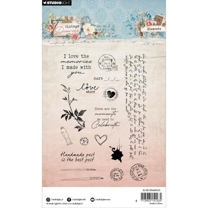 Studio Light Vintage Diaries Clear Stamps: Nr. 655, Stamps Elements (5A0023KT1G6HT)